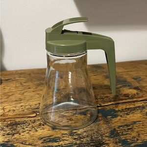 Olive Green Androck Glass Syrup Dispenser